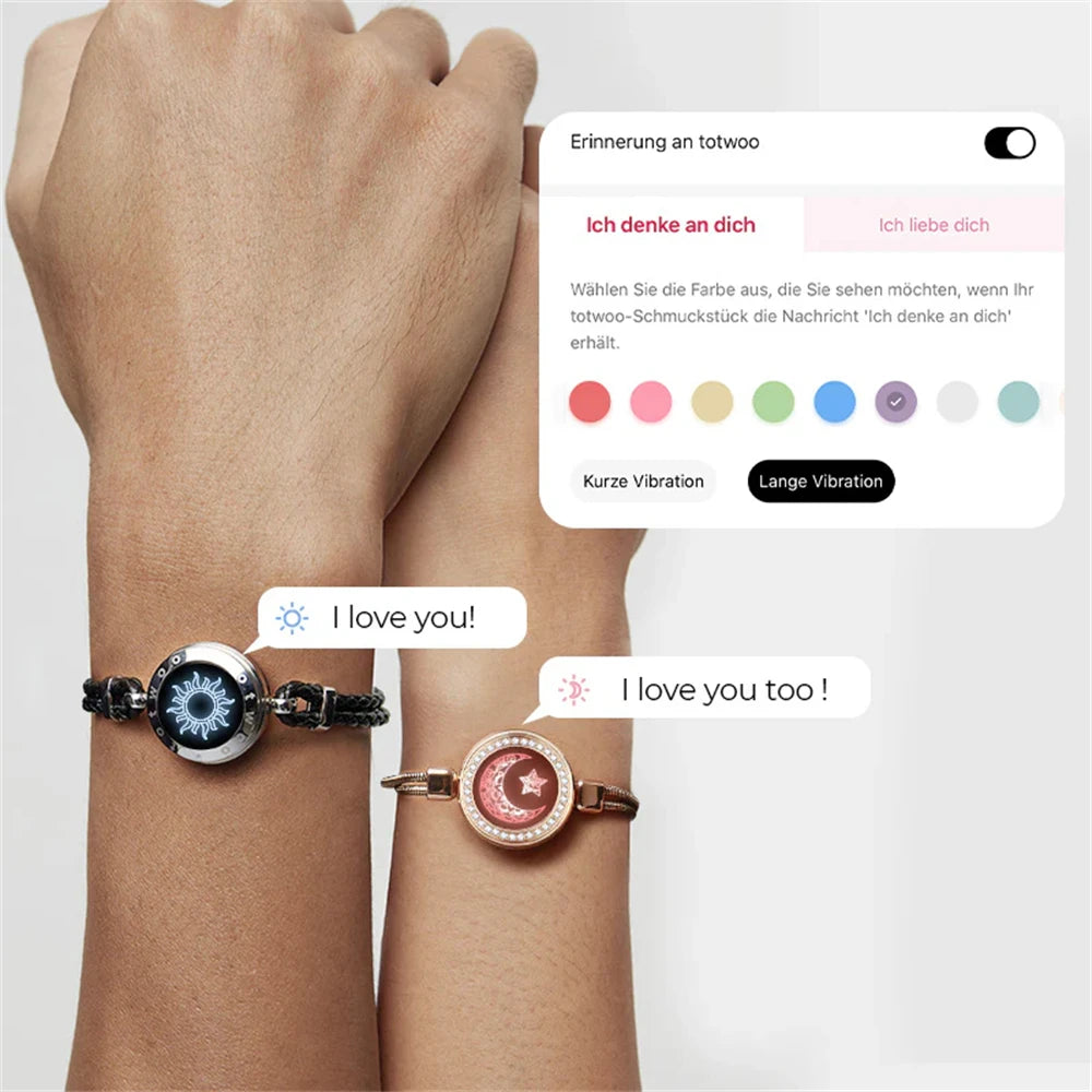 Luv™ Totwoo Smart Long-Distance Bracelets for Couples – Vibration & Light Up Relationship Gifts by Luv